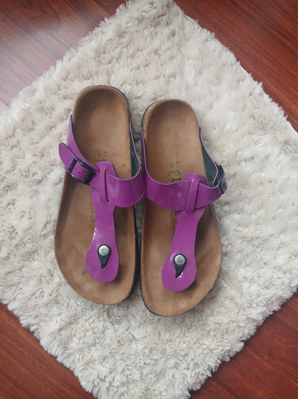 BIRKENSTOCK Betula Gizeh Sandals Purple Patent Leather Toe-Post